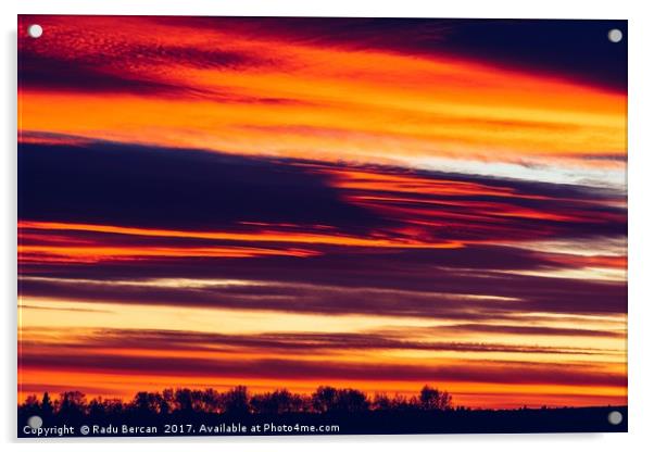 Beautiful Red And Orange Summer Sunset Sky Acrylic by Radu Bercan
