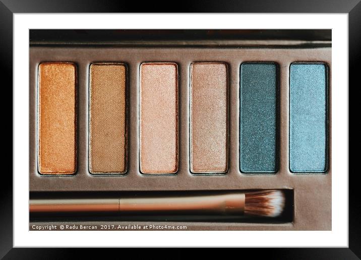 Colorful Eye Shadow Palette Makeup Products Framed Mounted Print by Radu Bercan