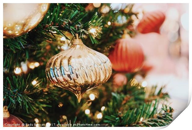 Colorful Christmas Tree Baubles Closeup Print by Radu Bercan