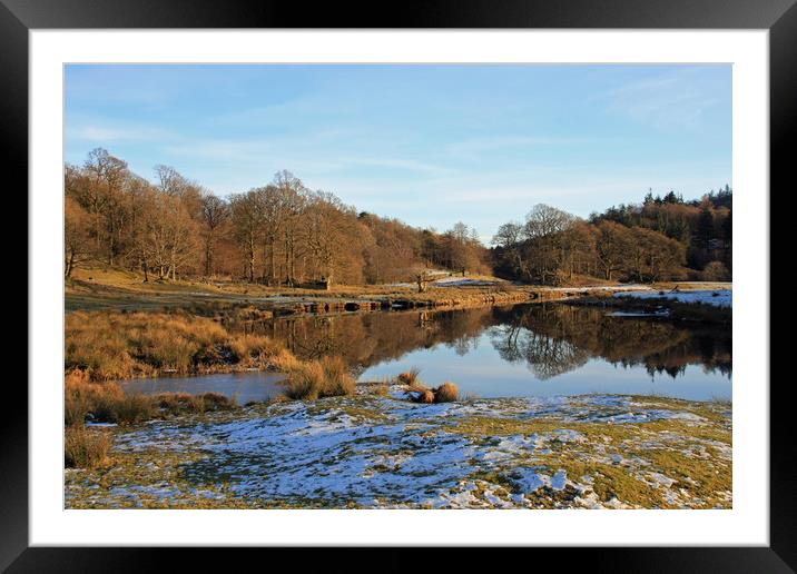 The River Brathay in Winter, near Elterwater Framed Mounted Print by Linda Lyon