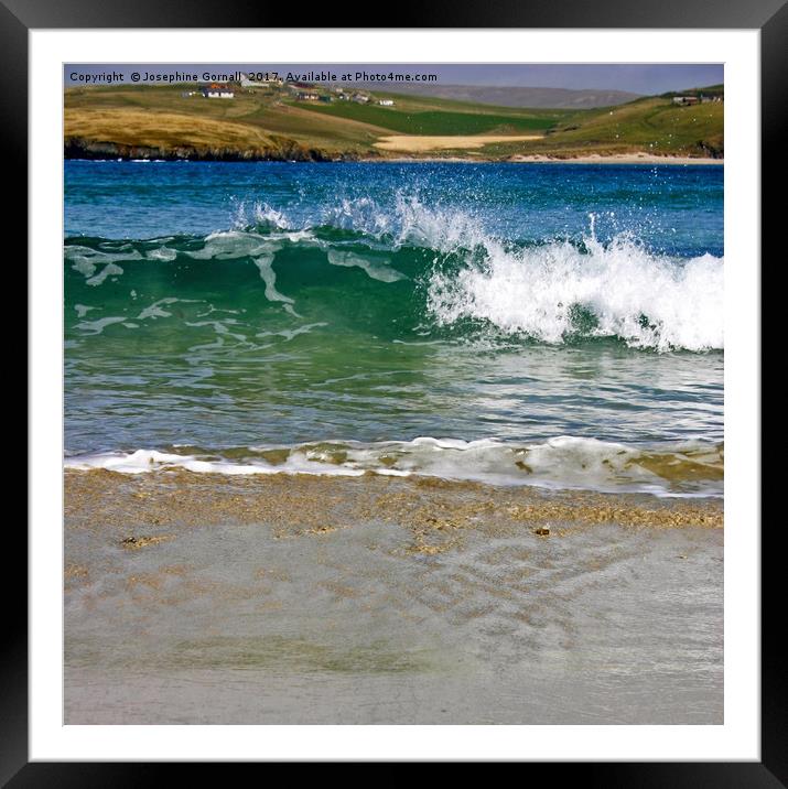 Spiggie beach, Shetland Wave Split Framed Mounted Print by Josephine Gornall