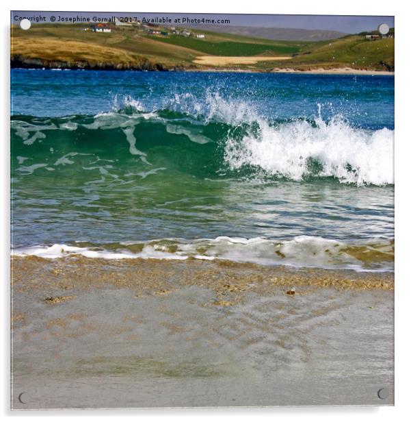 Spiggie beach, Shetland Wave Split Acrylic by Josephine Gornall