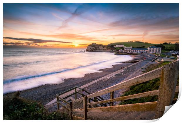 Coastal Path Freshwater Bay Print by Wight Landscapes