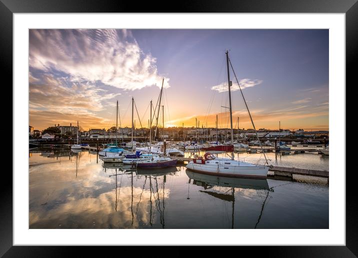 Ryde Harbour Sunset Framed Mounted Print by Wight Landscapes
