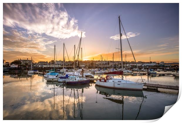 Ryde Harbour Sunset Print by Wight Landscapes