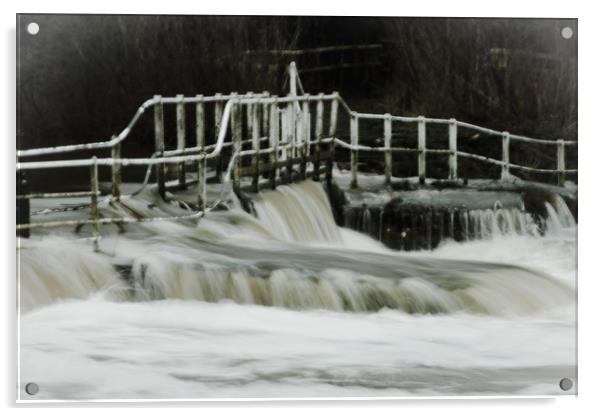 Sturminster Newton mill after heavy rain Acrylic by Lisa Strange