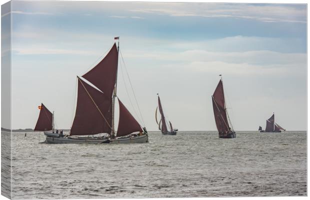 Thames sailing barges tacking Canvas Print by Gary Eason