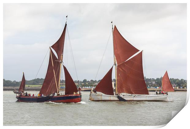 Thames sailing barges Repertor and Reminder Print by Gary Eason