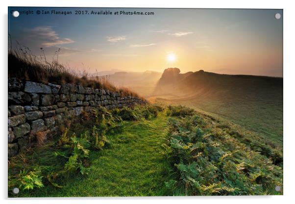 Misty Morning at Hadrians Wall Acrylic by Ian Flanagan