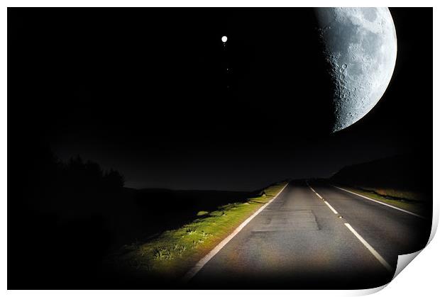 Moon and Jupiter composite Print by Owen Bromfield
