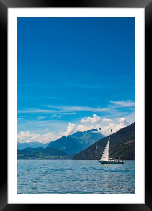 Interlaken boat Framed Mounted Print by Owen Bromfield