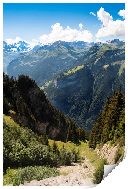Swiss alps at Interlaken Print by Owen Bromfield