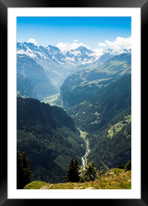 View above Interlaken in Switzerland Framed Mounted Print by Owen Bromfield