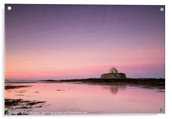 Cwyfan Church Sunrise Acrylic by Phil Buckle