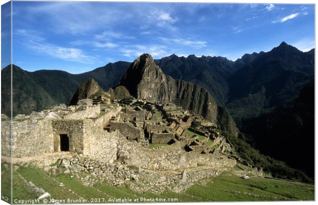 Panorama of Inca Site of Machu Picchu Peru Canvas Print by James Brunker