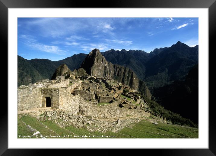 Panorama of Inca Site of Machu Picchu Peru Framed Mounted Print by James Brunker