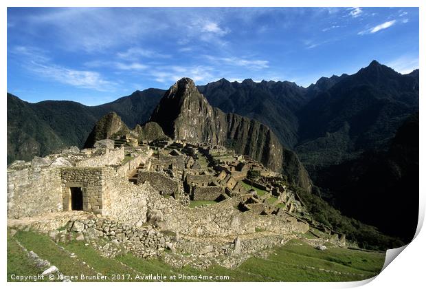 Panorama of Inca Site of Machu Picchu Peru Print by James Brunker