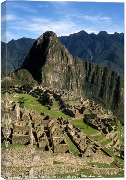 Inca City of Machu Picchu Vertical Peru Canvas Print by James Brunker