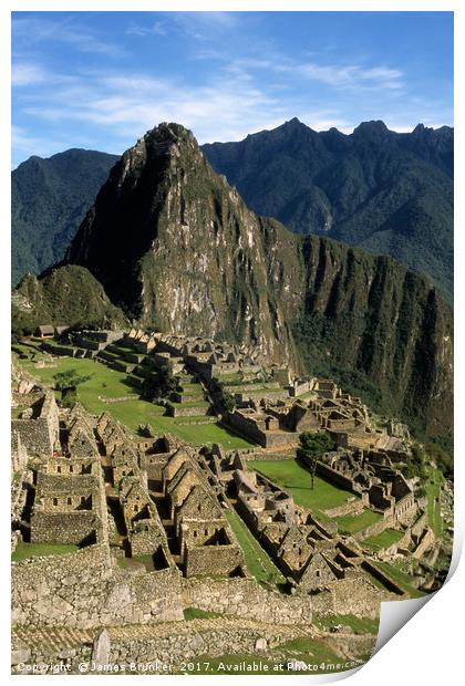 Inca City of Machu Picchu Vertical Peru Print by James Brunker