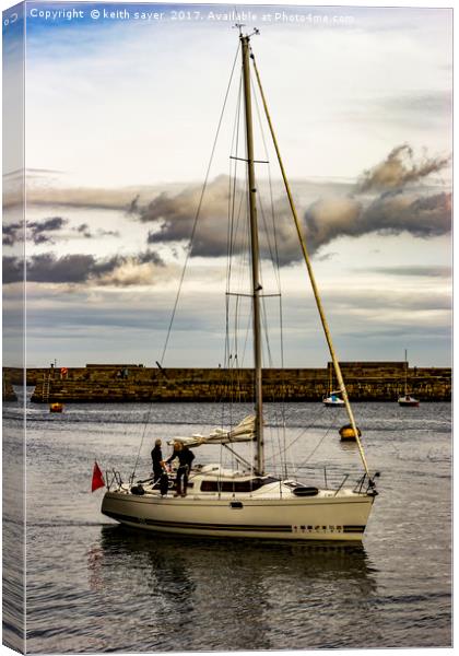 Yacht Whitby Harbour Canvas Print by keith sayer