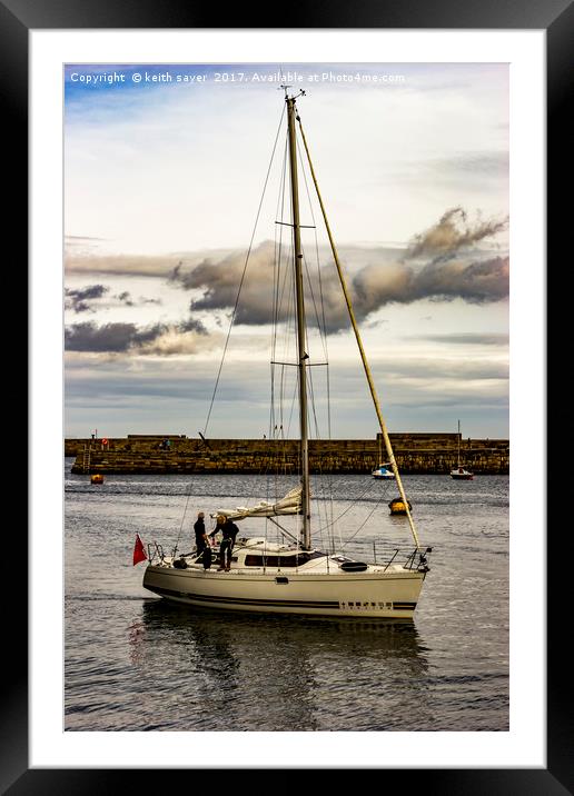 Yacht Whitby Harbour Framed Mounted Print by keith sayer