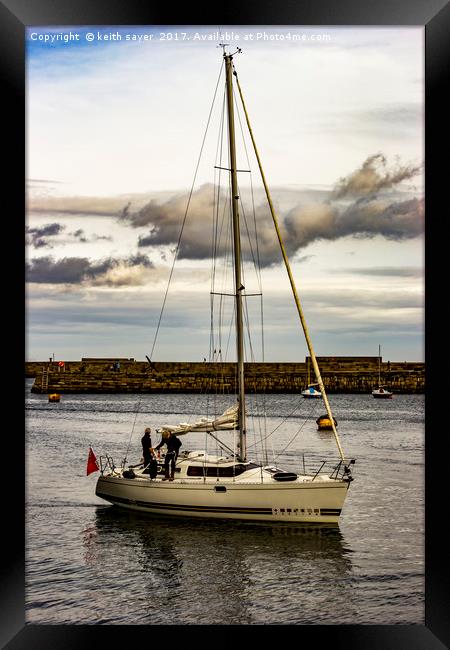 Yacht Whitby Harbour Framed Print by keith sayer