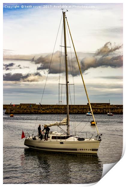 Yacht Whitby Harbour Print by keith sayer