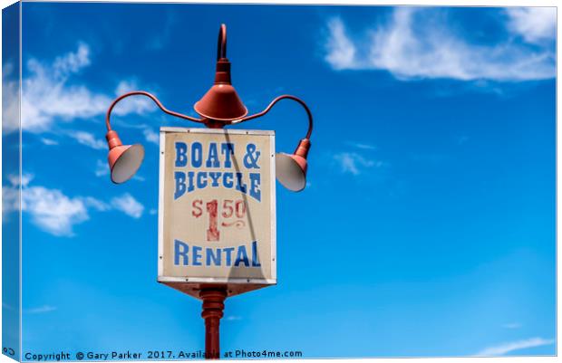 Boat and bikes for rent Canvas Print by Gary Parker