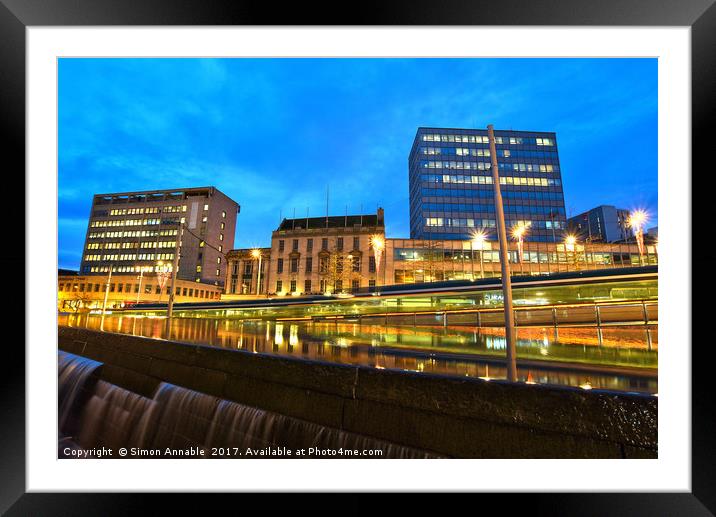 Nottingham At Night Framed Mounted Print by Simon Annable