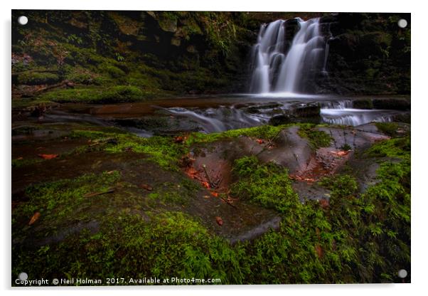 Brecon Beacons Waterfall Acrylic by Neil Holman