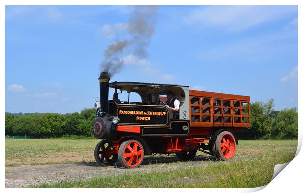 Ransomes Sims & Jefferies steam wagon Print by Alan Barnes