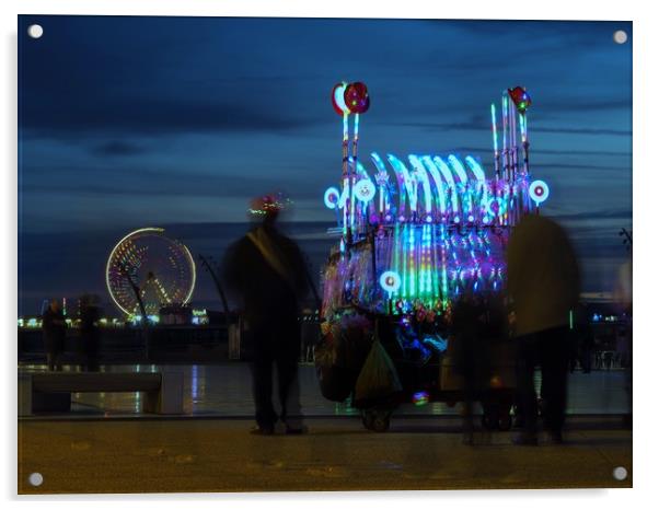 Light seller,Blackpool. Acrylic by Victor Burnside