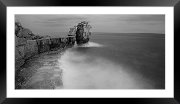 Portland Bill Seascapes in Black and white Framed Mounted Print by Ian Middleton