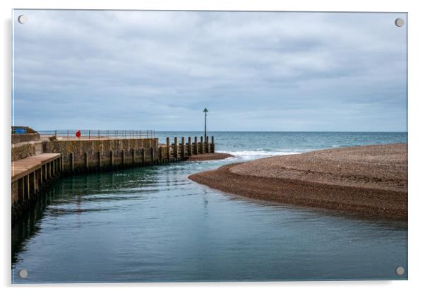 Axmouth harbor entrance Acrylic by Linda Cooke