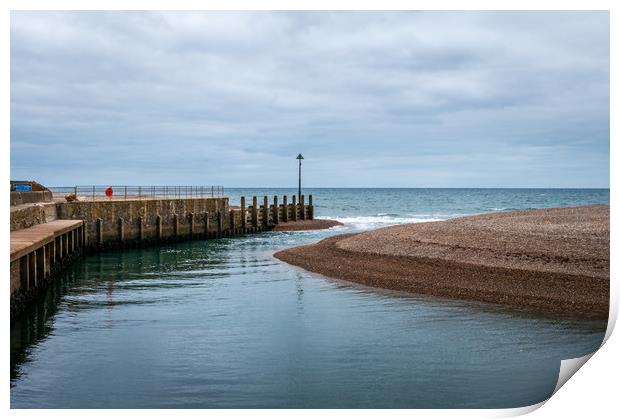 Axmouth harbor entrance Print by Linda Cooke