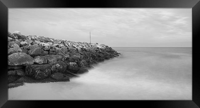 Highcliffe Beach in Dorset in Black and White Framed Print by Ian Middleton