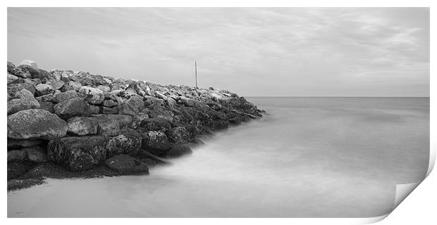 Highcliffe Beach in Dorset in Black and White Print by Ian Middleton