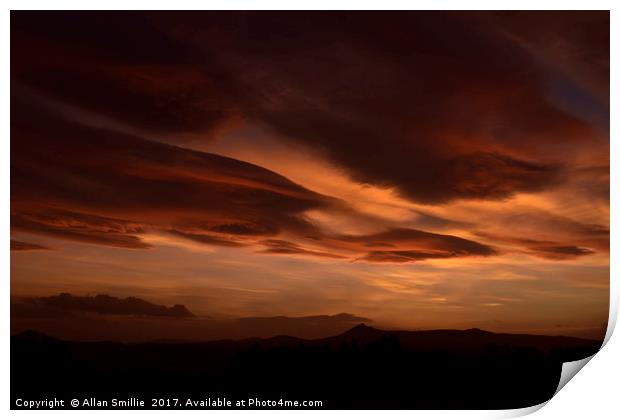Bennachie Sunset Print by Allan Smillie