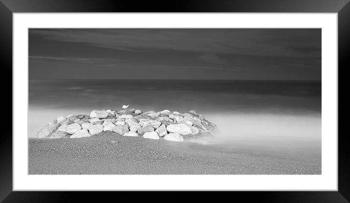 Beach at Nice in Black and White Framed Mounted Print by Ian Middleton
