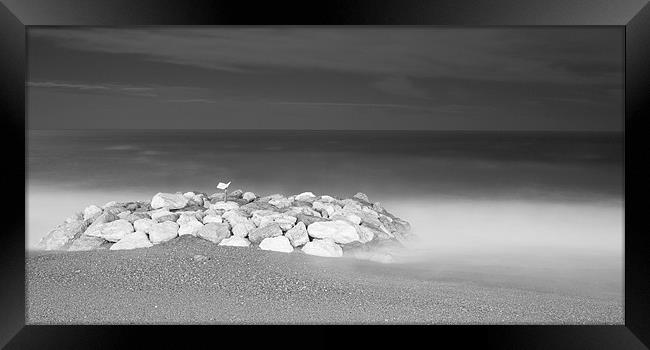 Beach at Nice in Black and White Framed Print by Ian Middleton