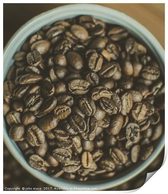 Up close with the coffee beans Print by john mayo