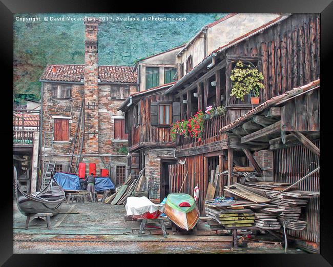 Gondola Workshop Framed Print by David Mccandlish