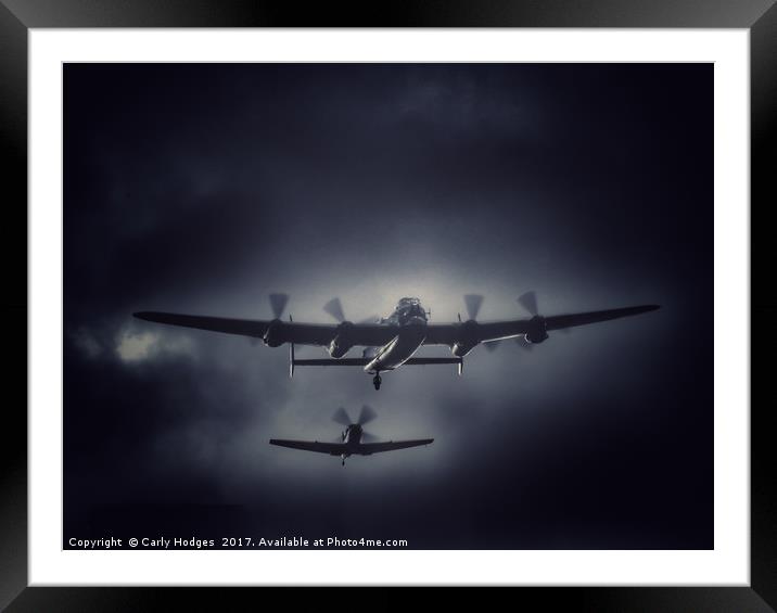 Escorted Home - Lancaster and Spitfire Framed Mounted Print by Carly Hodges