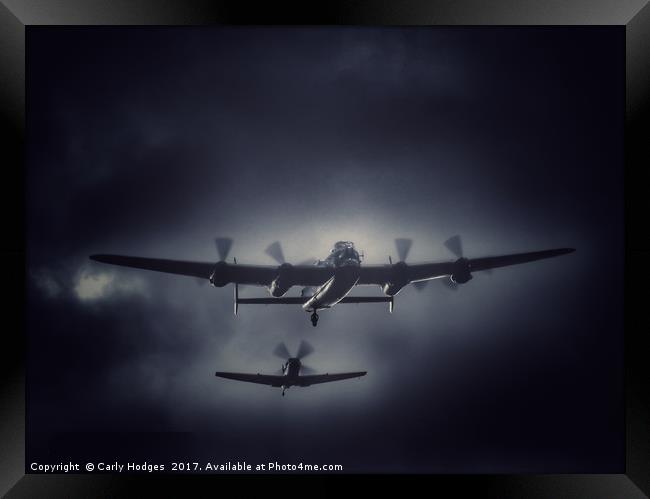 Escorted Home - Lancaster and Spitfire Framed Print by Carly Hodges