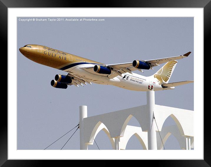 GULF AIR A340-2 Framed Mounted Print by Graham Taylor