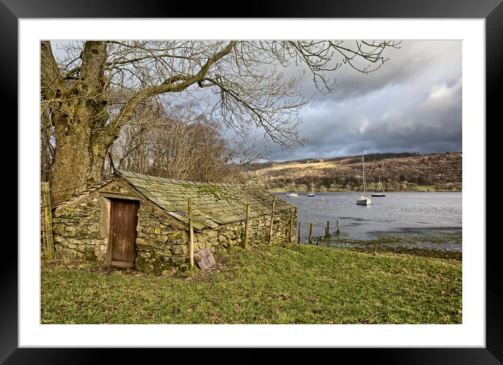 Coniston Boathouse Framed Mounted Print by Roger Green