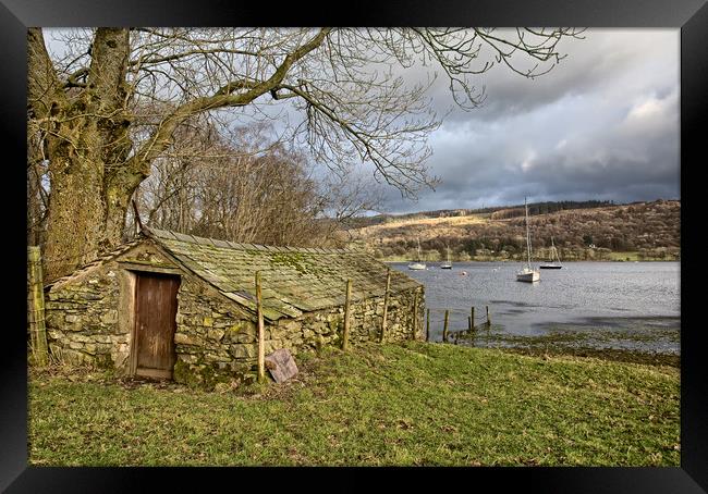 Coniston Boathouse Framed Print by Roger Green