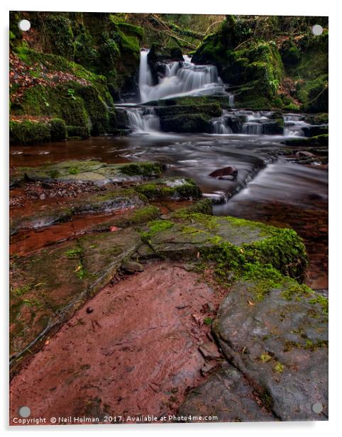 Brecon Beacons Waterfall  Acrylic by Neil Holman
