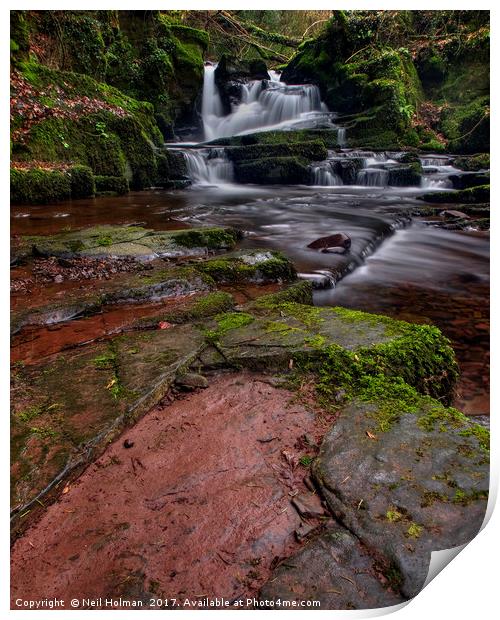 Brecon Beacons Waterfall  Print by Neil Holman