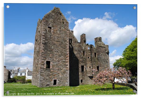 Kirkcudbright Castle Acrylic by Allan Smillie